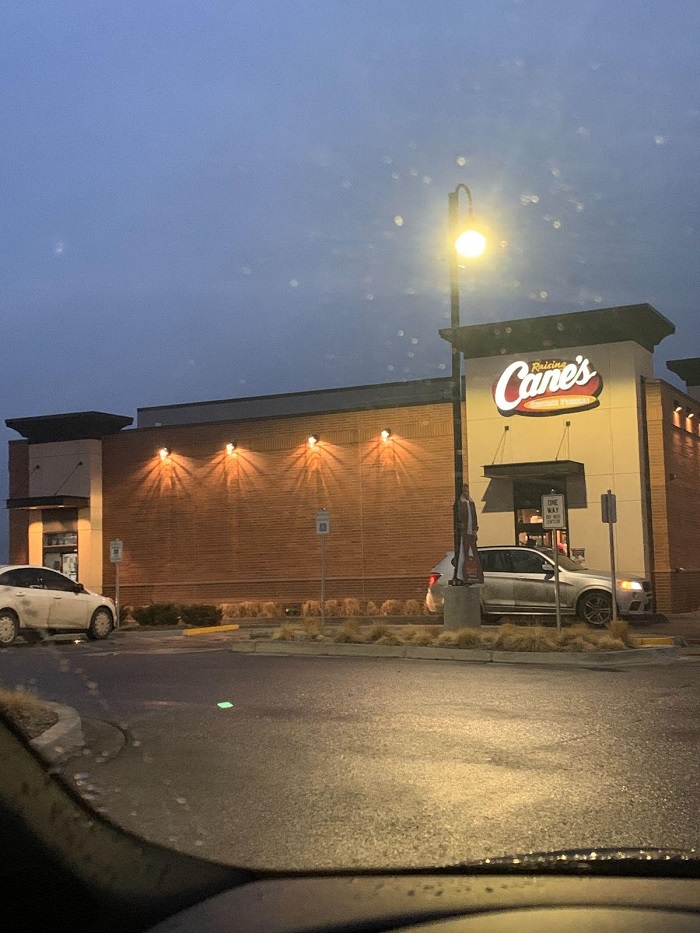 me driving to cane's