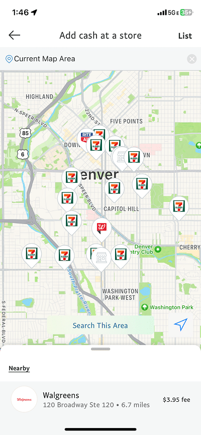 stores where i can add cash to paypal card