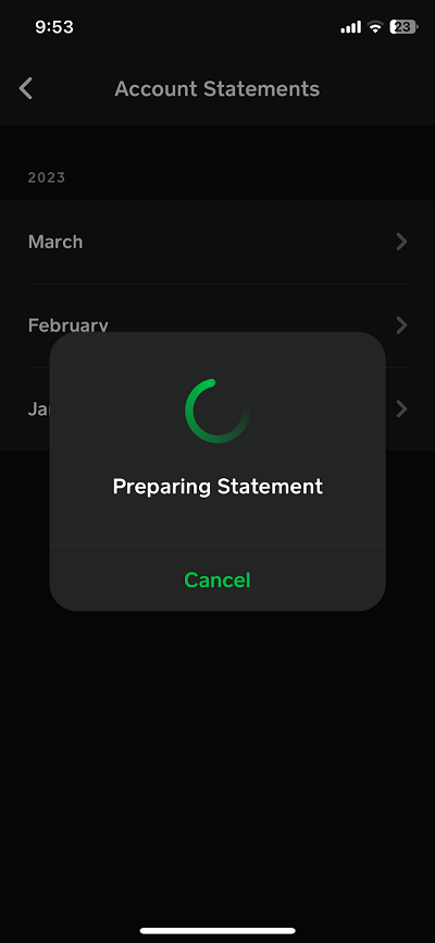 cash app prepairing statement