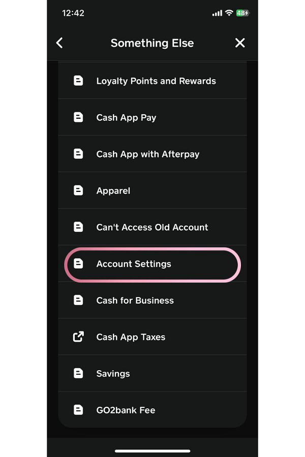 cash app support account settings