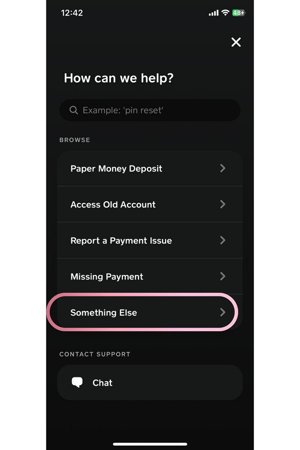 cash app support something else