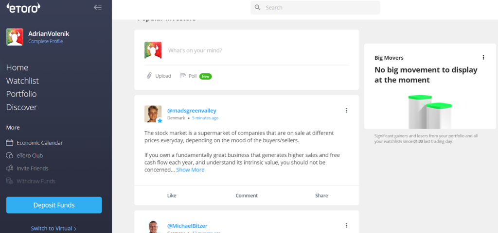 etoro desktop account