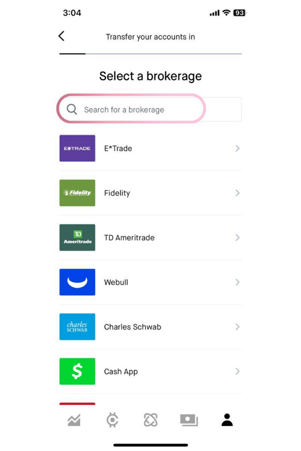 robinhood select a brokerage