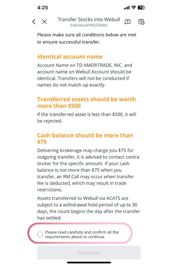 transfer stocks webull