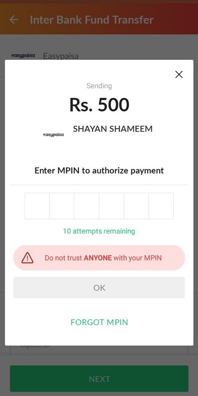 verify the transaction