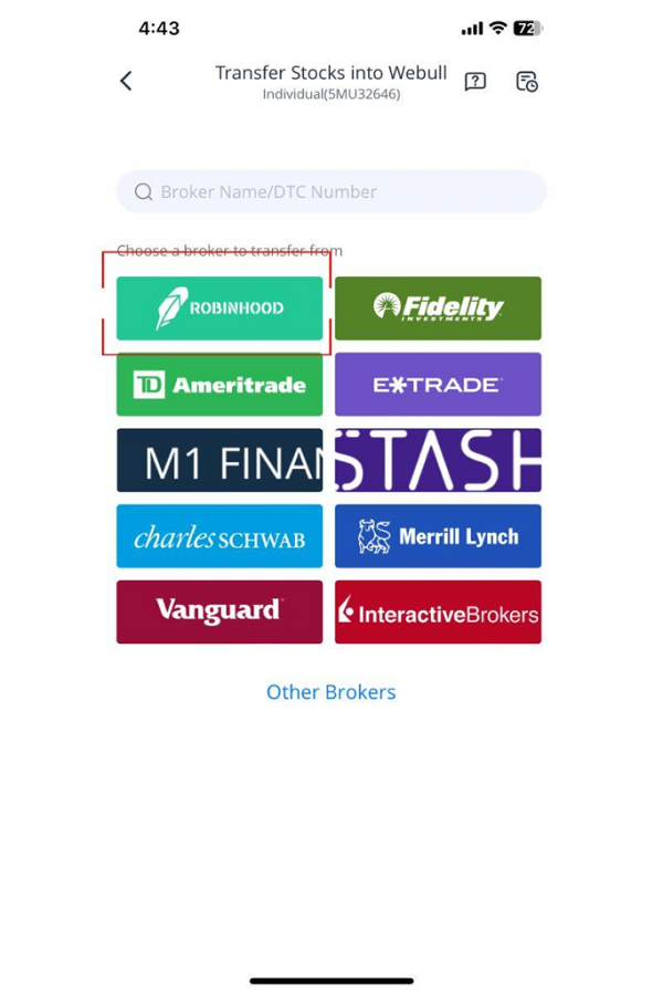 webull choose brokerage